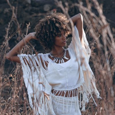 Off White Bohemian Crop Top Boho Frayed Blouse